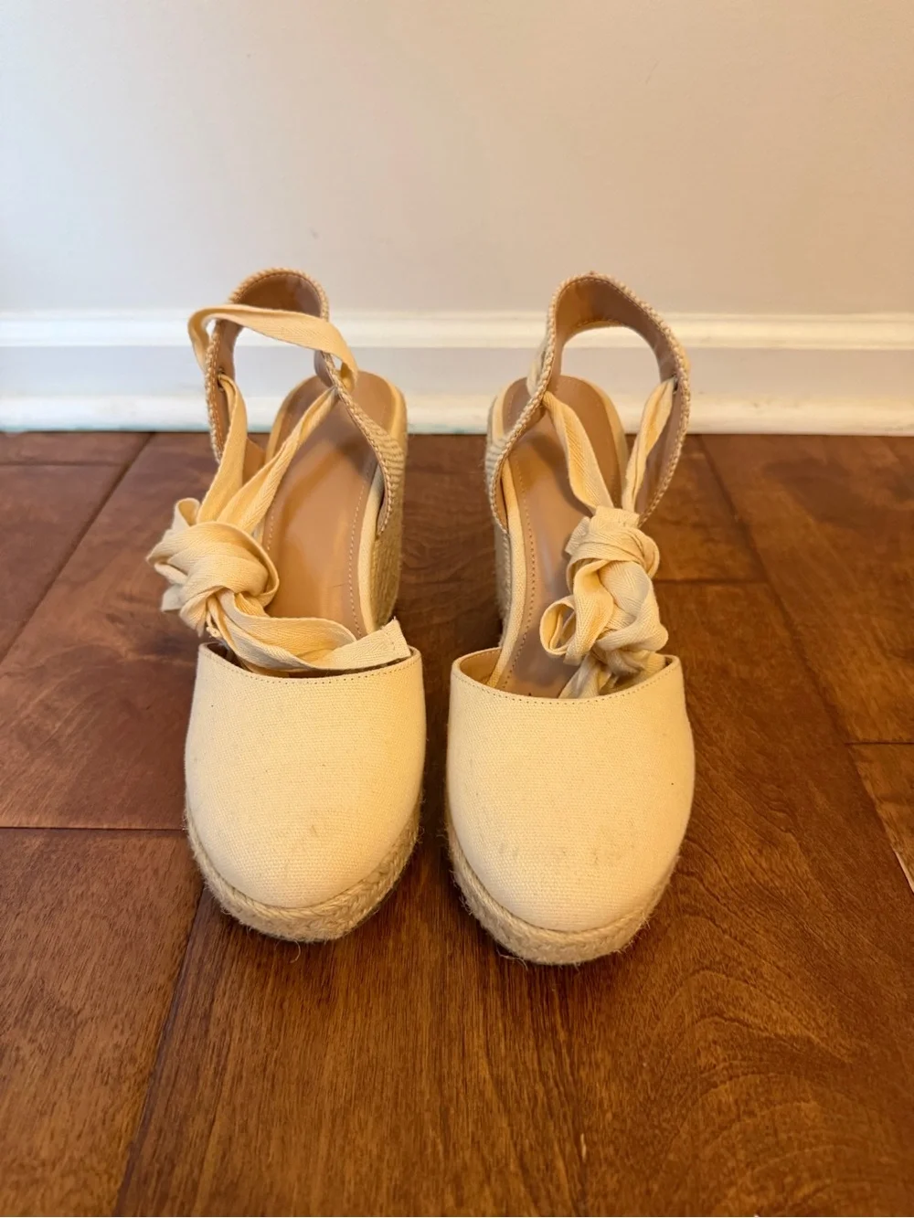 Women's Cream Espadrille Wedge Sandals